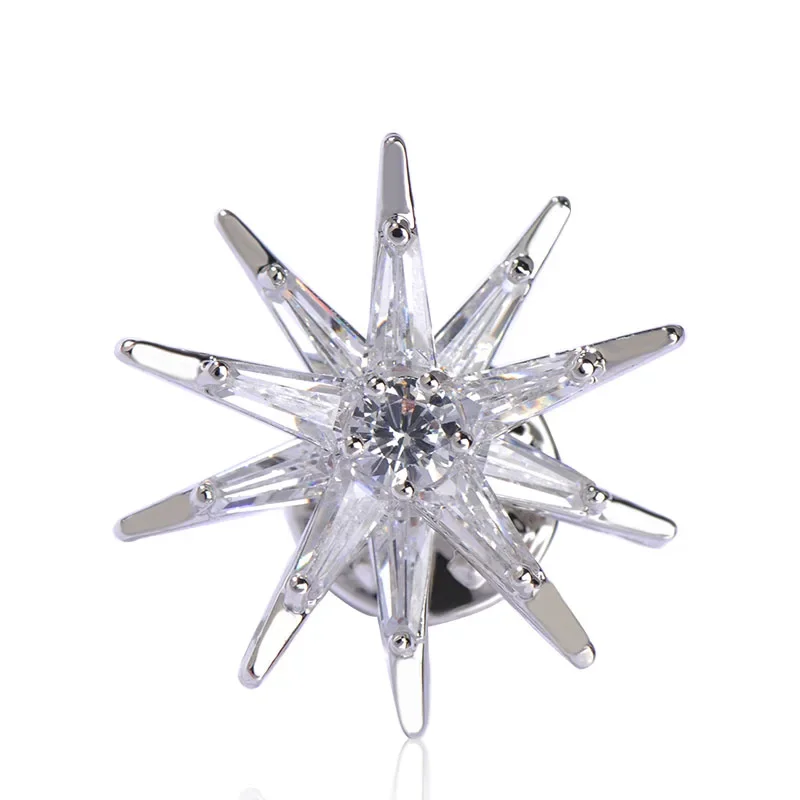 Blucome Cubic Zircon Star Brooches Gold-Color Copper Brooch Badge Collar Clip Up Chapter Copper For Women Medal Pins Jewelry