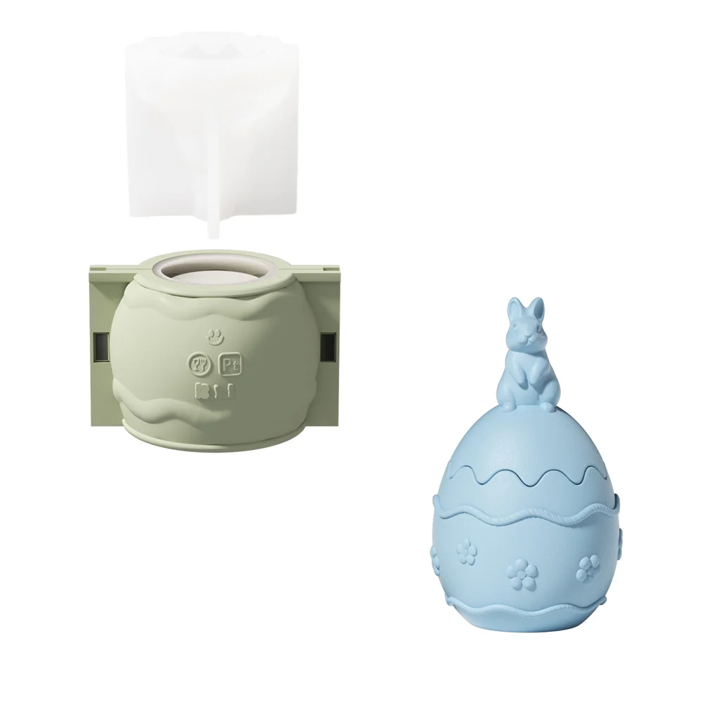 Nicole Bunny-Topped Easter Egg Candle Jar Silikonowe formy do betonu Ręcznie robione Jesmonite Świeca Wielkanocna Forma do tworzenia naczyń — zdjęcie 2