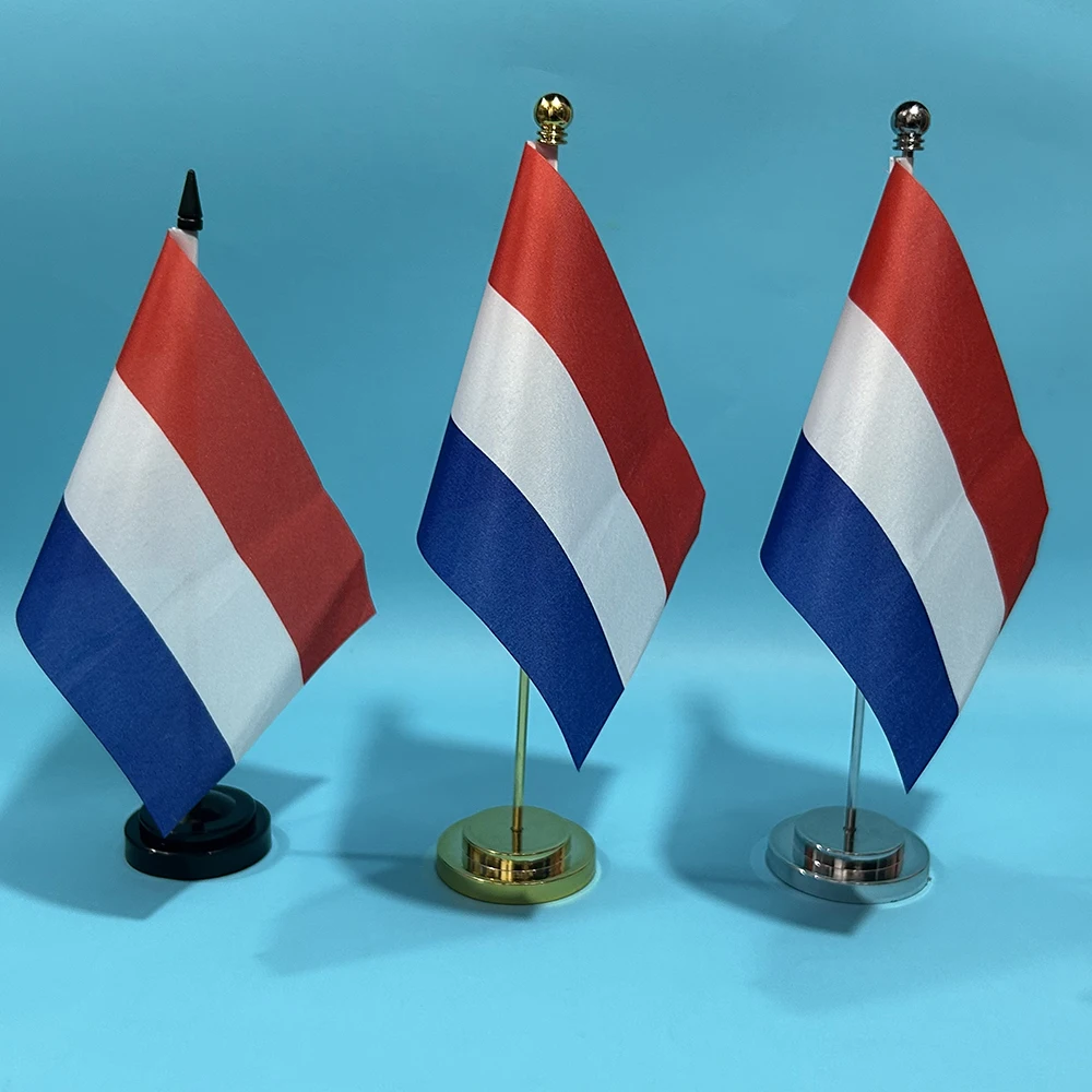 (SKY FLAG) 14x21cm Office Desk Flag Of Netherlands Flag Polyester Table Flag Netherlands National Banner Desk Ornaments Flags