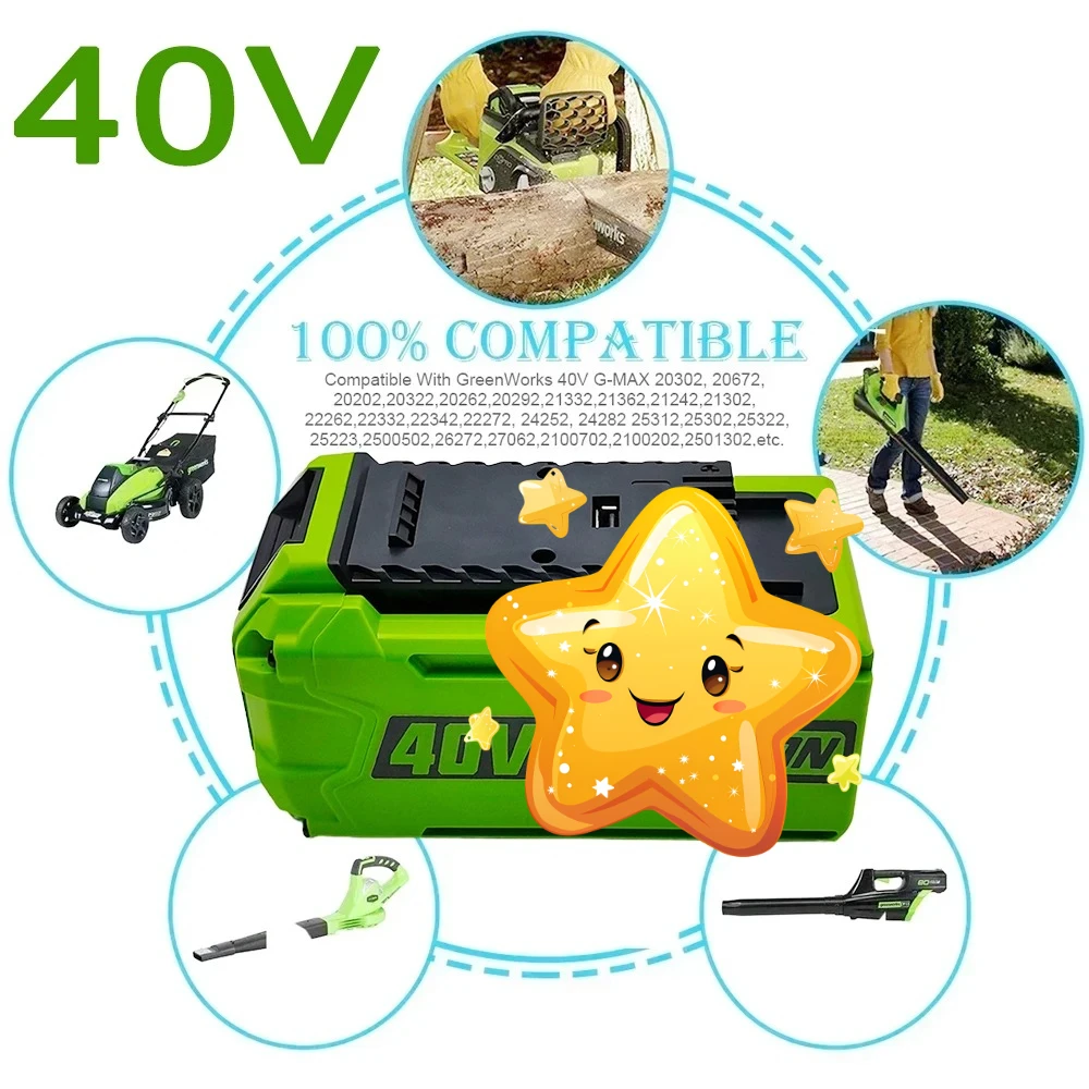 

For Lawn Mower Power Tools Applicable Greenworks 40V Batteries 6Ah G-MAX Li-ion Battery Manufacturer Replacement Battery