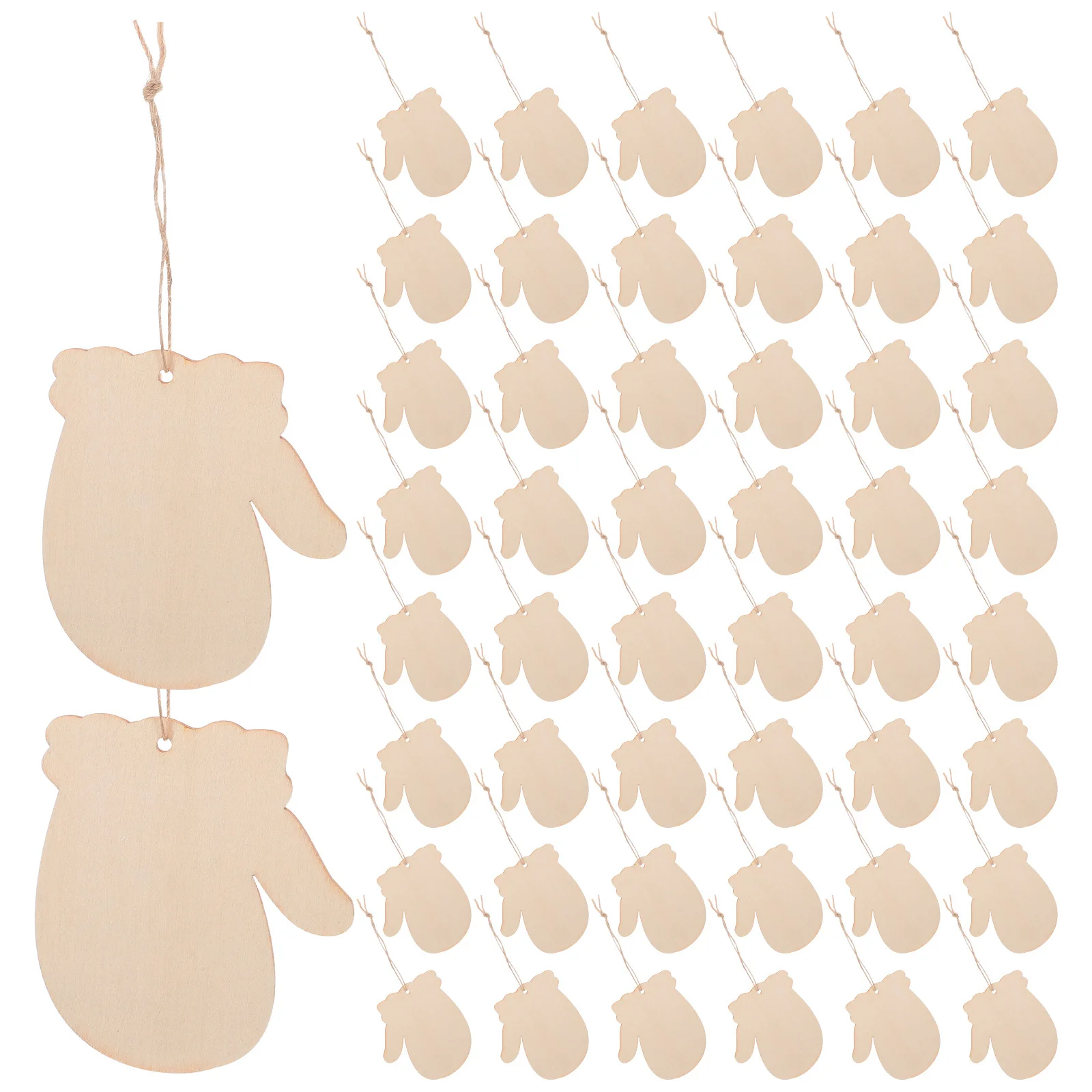 

100Sets Christmas Gloves Wooden Cutouts Unfinished Blank DIY Wood Ornaments Xmas Tree Party Decorations DIY Xmas Tree Ornaments