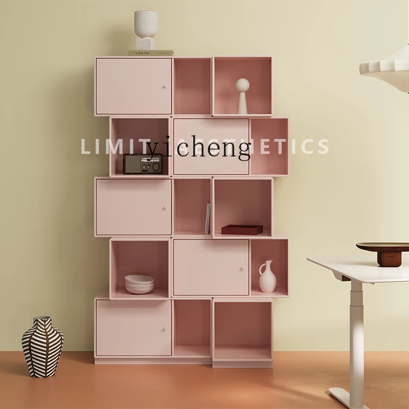

ZZ Minimalist Bookcase Dopamine Furniture Wall Hanging Wall Color Cabinet Combination Cream Wind Bookshelf