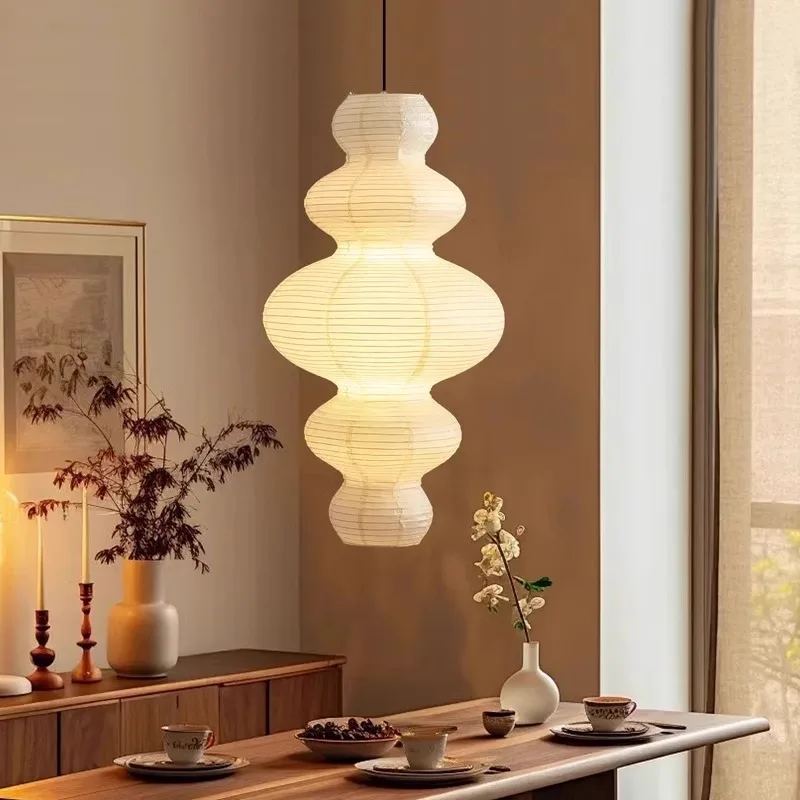 

Japanese Style Wabi Sabi E27 Pendant Lamps Stairs Led Hanging Light Rice Paper Suspend Chandelier Indoor Led Luminarias Fixtures