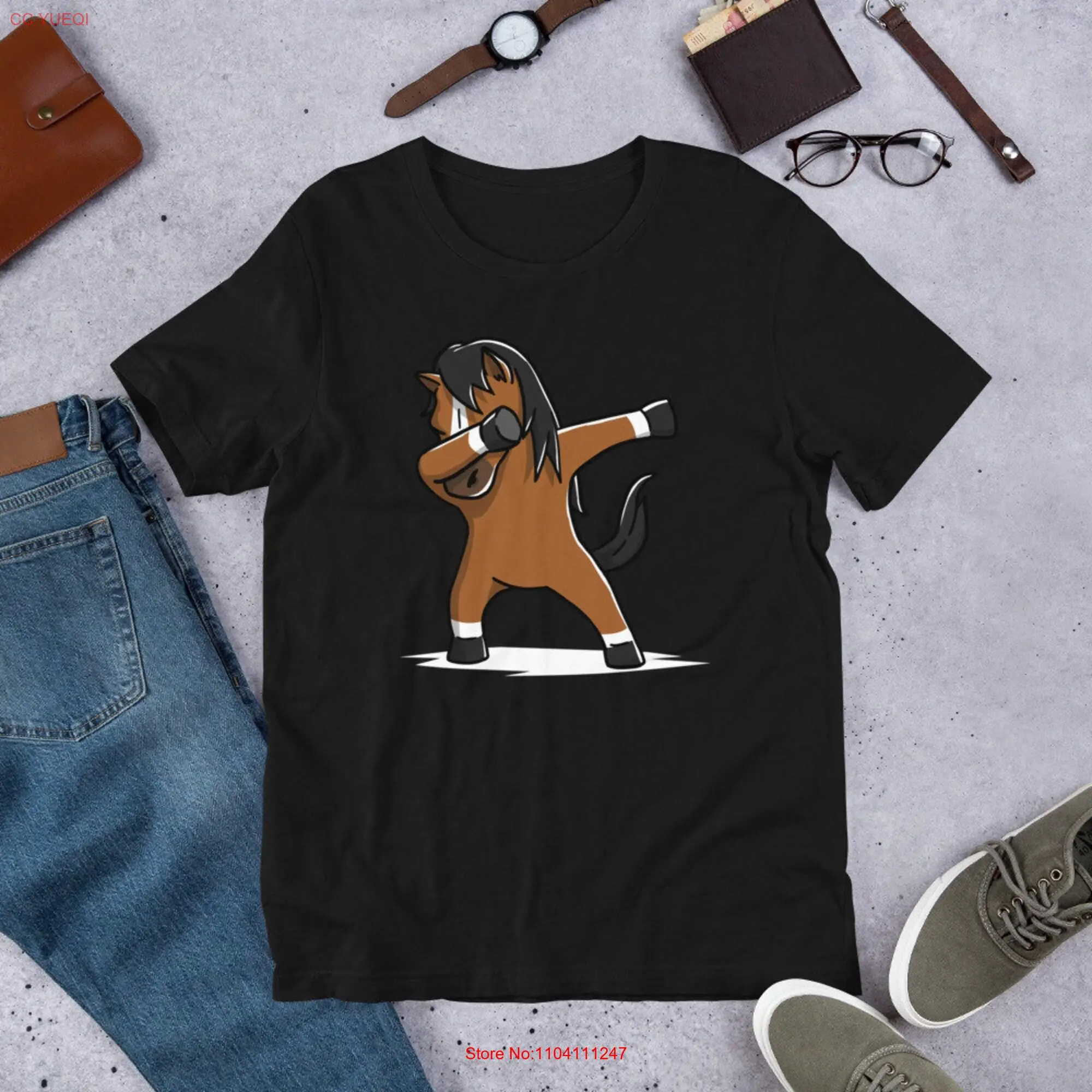 Dabbing Horse T Shirt Funny Pet  long or short sleeves