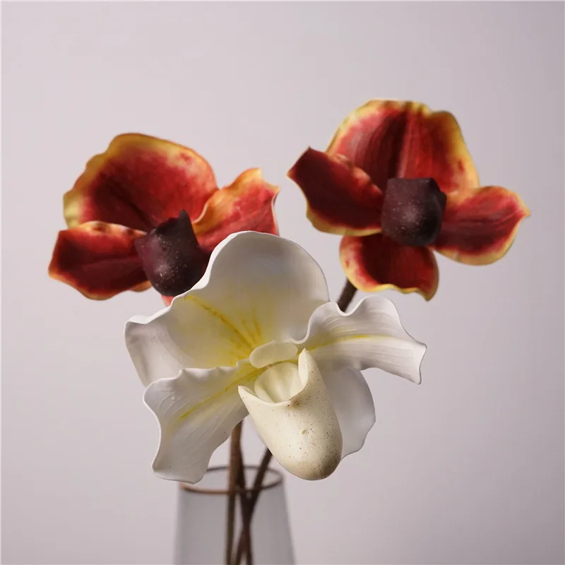 5 Stück Künstliche Blumen PU Vanda Orchidee Heimdekoration Ornamente Party Blumenarrangement Hochzeit Landschaftsgestaltung Fotografie-Requisiten – Detail 4