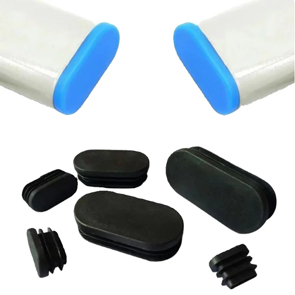 4-100Pcs Oval PP Plastic Black Punched End Cap Furniture Leg Tube Insertion Plug 10x20mm-50x120mm Furniture Accessories
