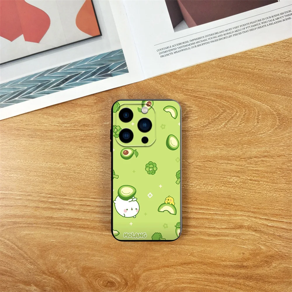 Cute M-Molangs Phone Case For Samsung S23 S22 ULTRA A22 A23 A32 A34 A52 A53 A54 A71 A72 A73 Black Soft Silicone Cover image 4