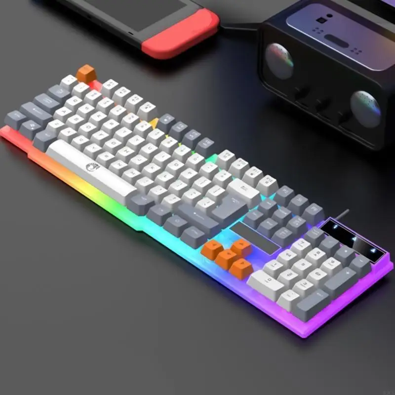 LED retroiluminado gran tamaño USB USB Mecánica Multimedia PC Juegos PC teclado combinado del mouse Combo oficina