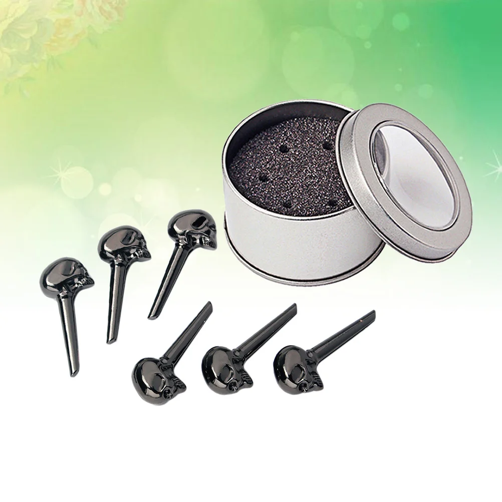 

6 Pcs Guitar Decoration Accessories Acoustic Bridge Pins Golden Retriever Zinc Alloy Black