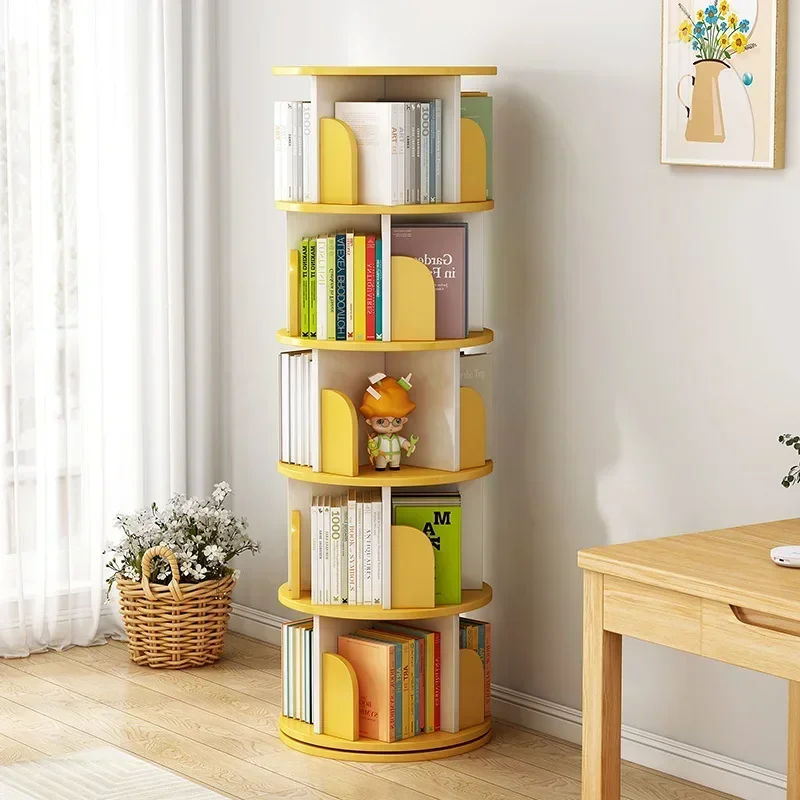 Rotating Bookcase Storage Floor Stand Simple Kids Picture Book Shelf Student Estanteria Libros Modular Furniture