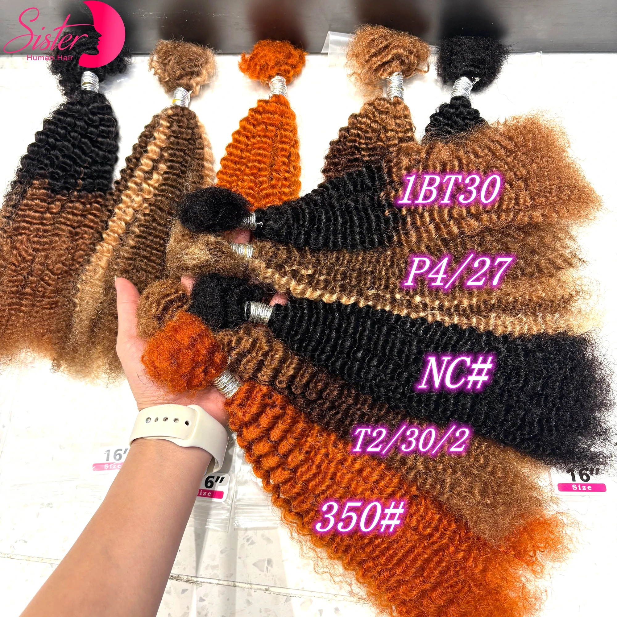 16inch 4C Afro Kinky Curly 100% Human Hair Bulk Extensions No Weft 30g/Bundle for Permanent Micro Locs/Twists/Braids/Repair Locs