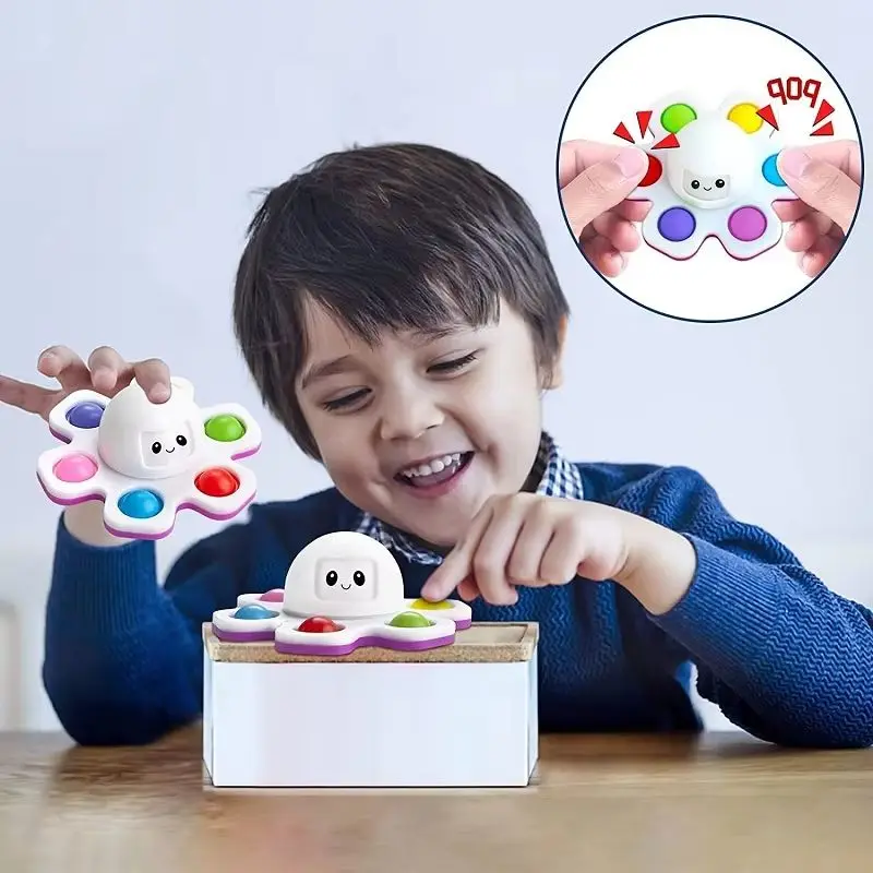 Antistress Push Bubbles Fidget Spinner für Kinder und Erwachsene, gesichtsverändernndes sensorisches Spielzeug für autistische Kinder, Geschenke zur Angstlinderung