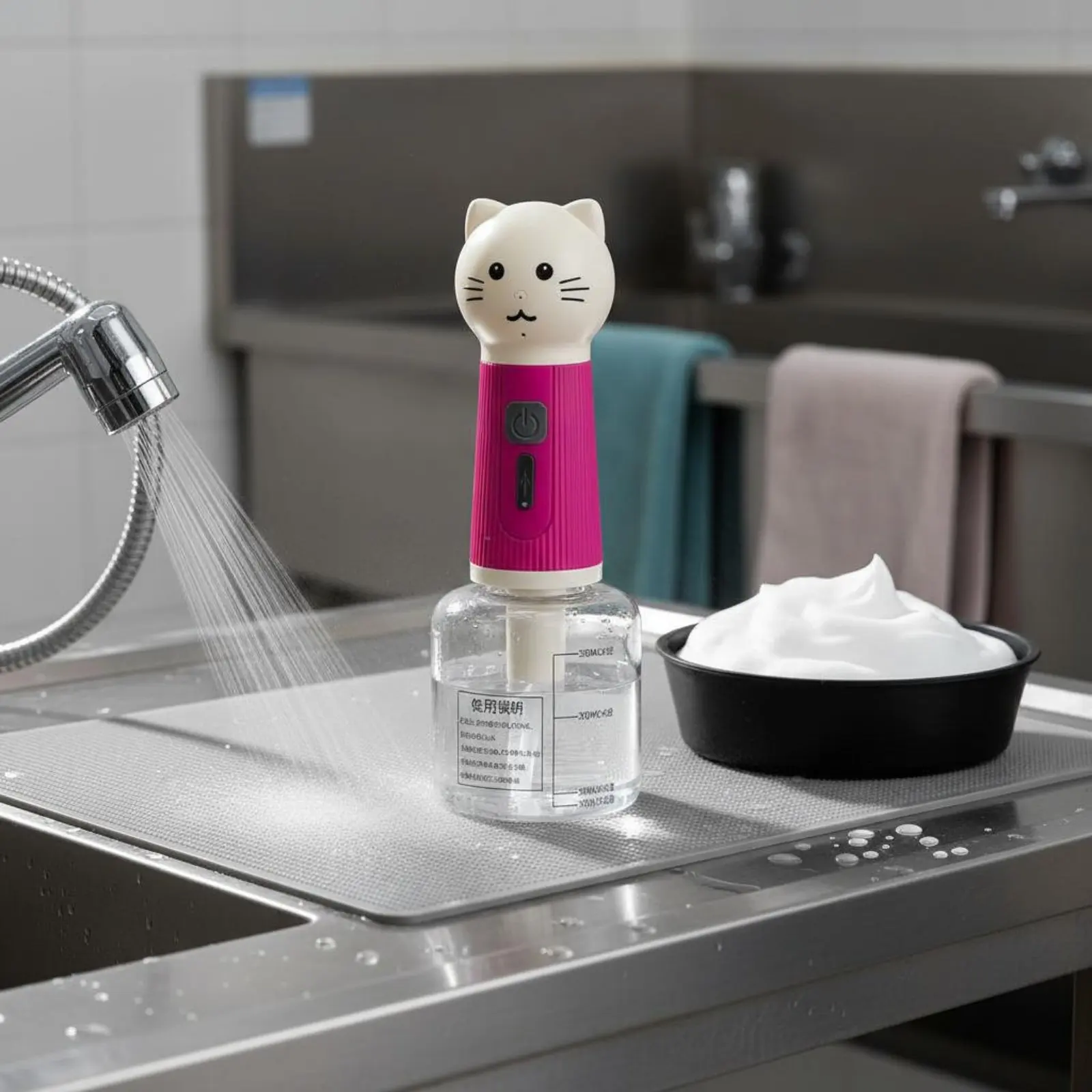 

Feline Foam Dispenser Rechargeable Automatic Pet Lather Generator Pet Shampoo Foamer Waterproof Automatic Suds Generator Low