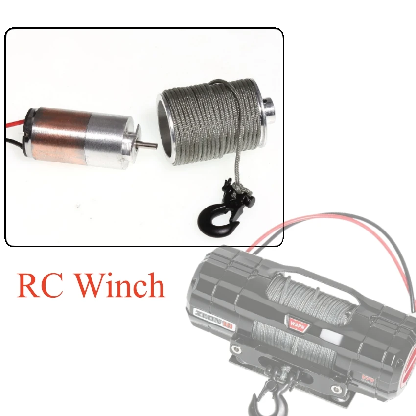 

For 1/8 1/10 RC Crawler Car W299 Universal Metal Electric Winch Hollow Cup High-Power DIY RC Winch Upgrade Parts Accessories