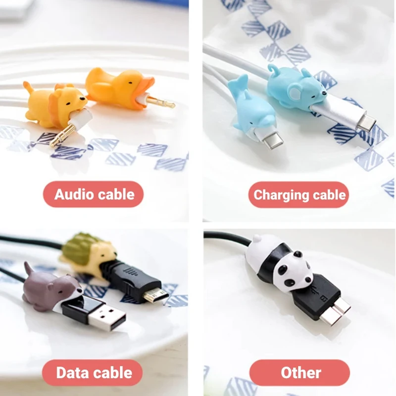 1 szt. Pokrowiec na kabel do transmisji danych Cartoon Animal Creative Universal Fixer kabel do transmisji danych trwały, zapobiegający łamaniu i