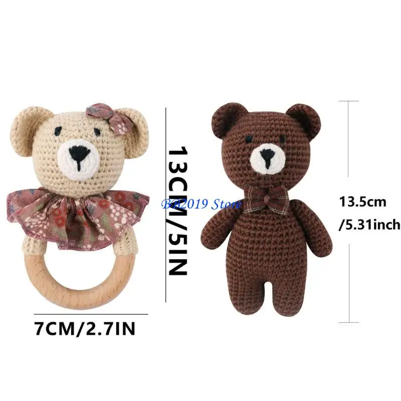 Q0KB Baby Cartoon Bear Baby Teething Toy for Visual Sensory Stimulation