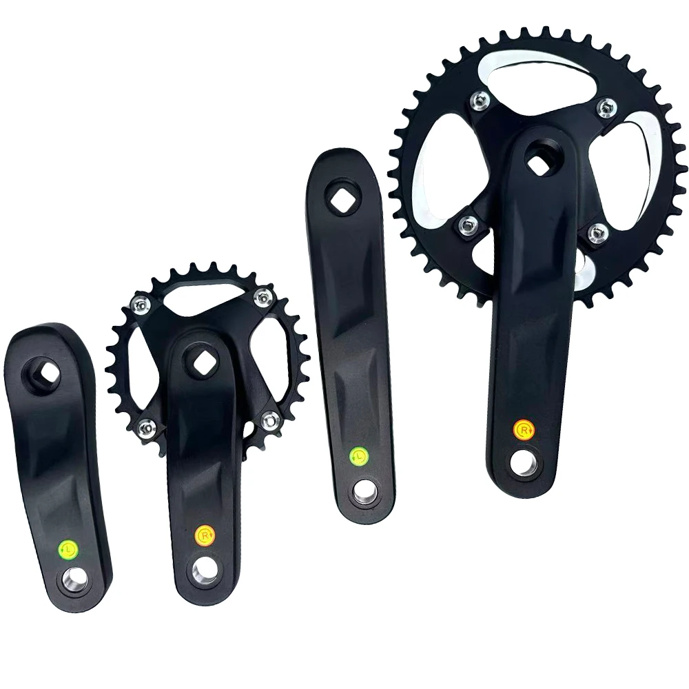 Mountainbike-Kinderkurbelarm-Set, quadratisch, konische Kurbelgarnitur, 1 x 104 BCD, schmale breite Zähne, Single-Speed-Kettenblatt, Kettenblatt, 30 Zähne, 32 Zähne, 42 Zähne – Detail 1