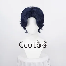 ZZZ Asaba Harumasa Cosplay Wig 30cm Navy Blue Short Wigs Heat Resistant Synthetic Hair + Wig Cap