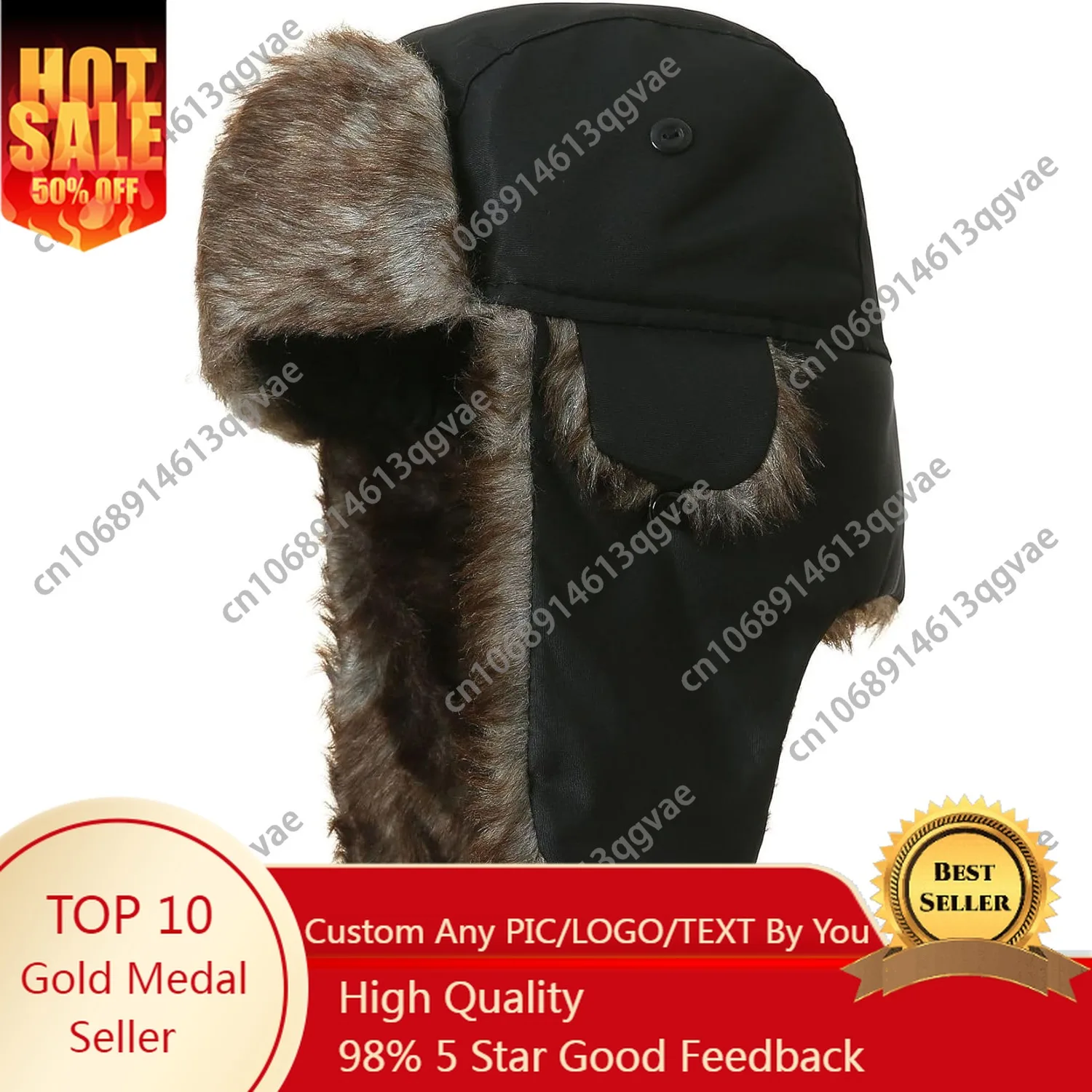 

SKHAOVS Black Winter Hat,Ear Protection Windproof Cold Wind and Snow Cap,Trapper Hat with Ear Flaps Men Women,Hunter Hat