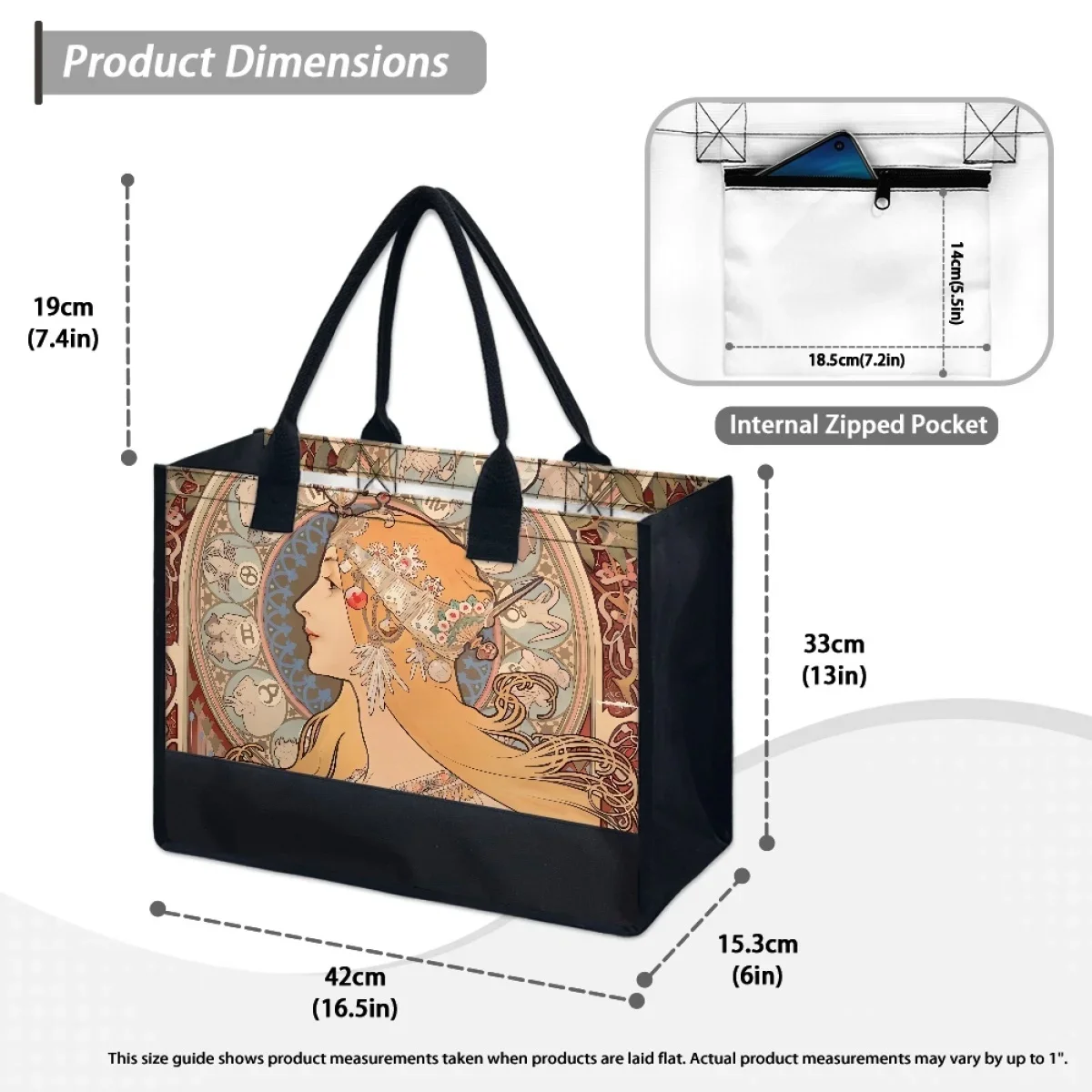 Elegant Handle Large Capacity Tote Bags For Women Alphonse Mucha Designer Retro Girl Shoulder Bag Travel Party Trend Handbags