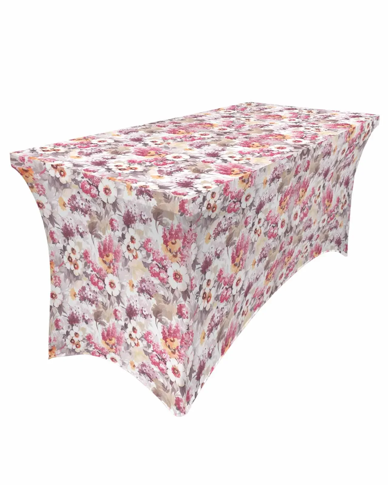 Spring Texture Watercolor Flower Hydrangea Rectangular Elastic Table Skirt Wedding Table Cover Kitchen Dining Table Tablecloth