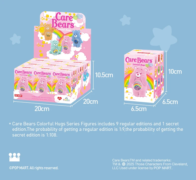 POP MART Care Bears Série Colorful Hugs Caixa Surpresa Kawaii
