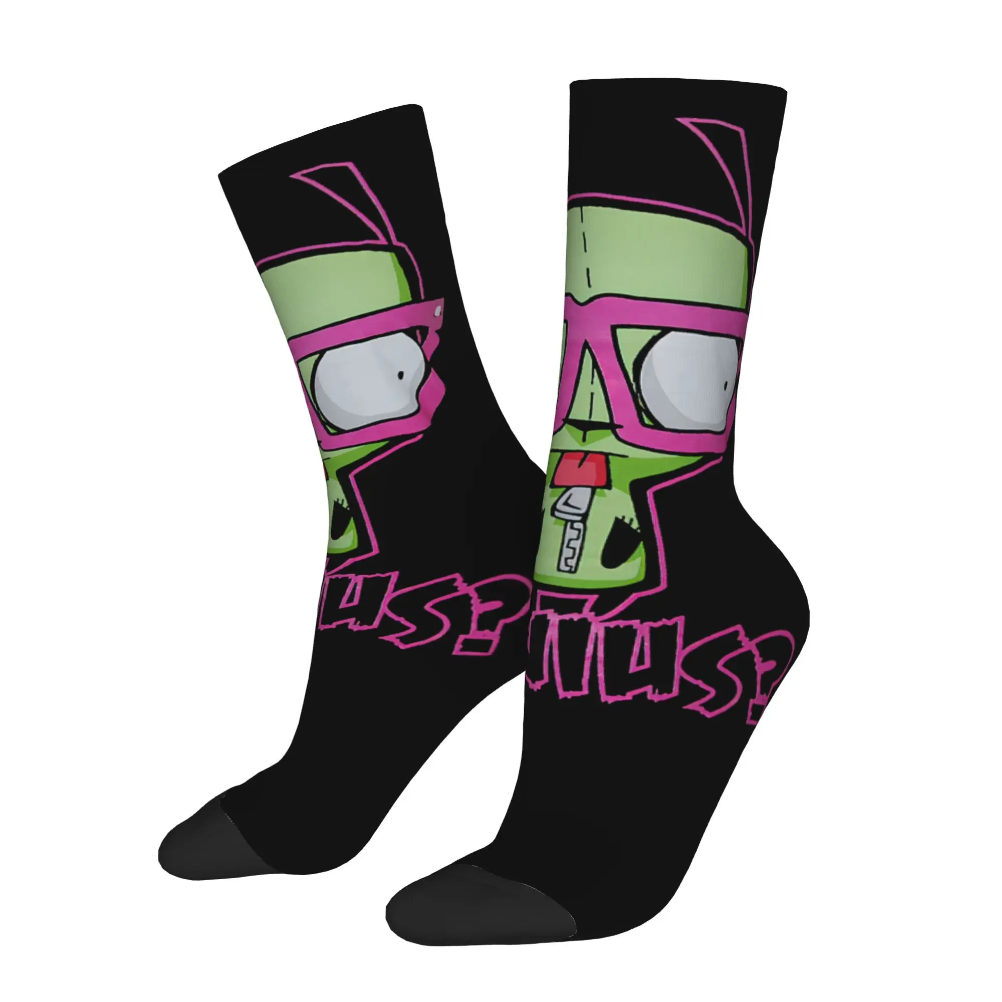 Crazy Design Kawaii Invader Zim Sports Socks  Polyester Crew Socks for Unisex Breathable