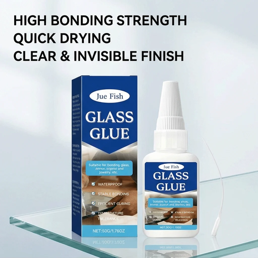 Glass Glue Clear Adhesive Strong Bond Invisible Repair Liquid for Crystal Vase Jewelry Craft Fast Drying Waterproof 50g