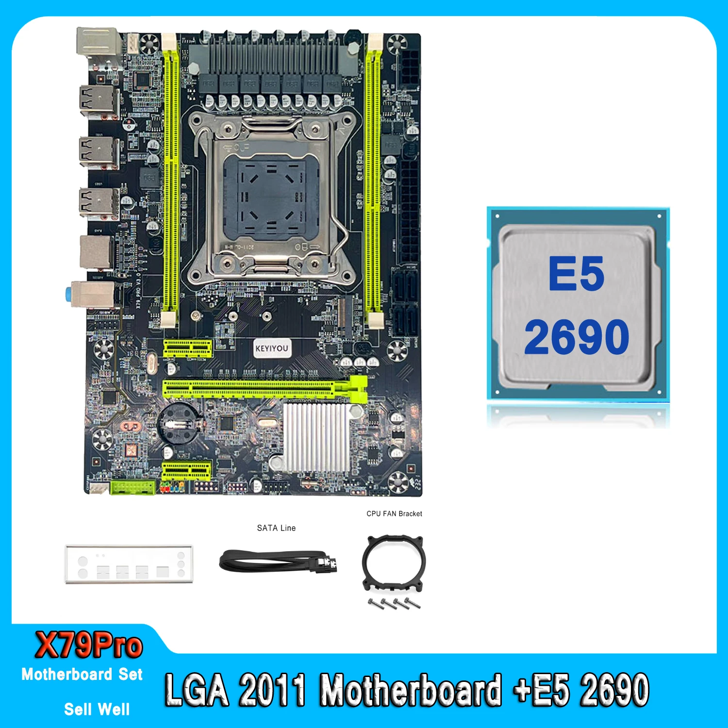 

X79 PRO Motherboard Set LGA 2011 E5 2690 Support DDR3 REG ECC Memory CPU Combo Kit Xeon E5 2690 PCI-16 NVME M.2 Server M-ATX