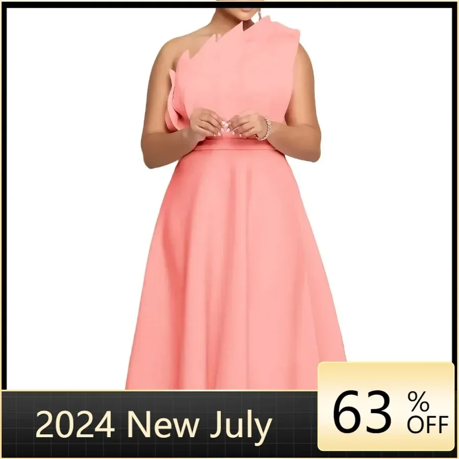 

Customized African Wedding Party Dresses for Women Elegant 2024 Summer Africa Sleeveless Polyester Evening Midi Dress Gowns Afri