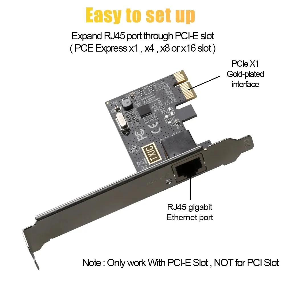 Placa de rede PCI Express para PC, 1G PCI-E para placa de rede RJ45, Chip RTL8111E, Gigabit Ethernet, 10 Mbps, 100 Mbps, 1000Mbps, 1Gbps