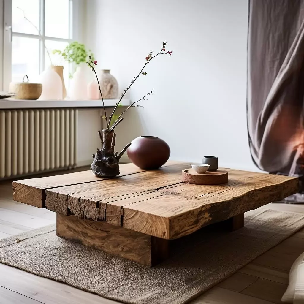 wabi-sabi wind old elm sofa coffee table living room household small apartment solid wood log tea table tea negotiation