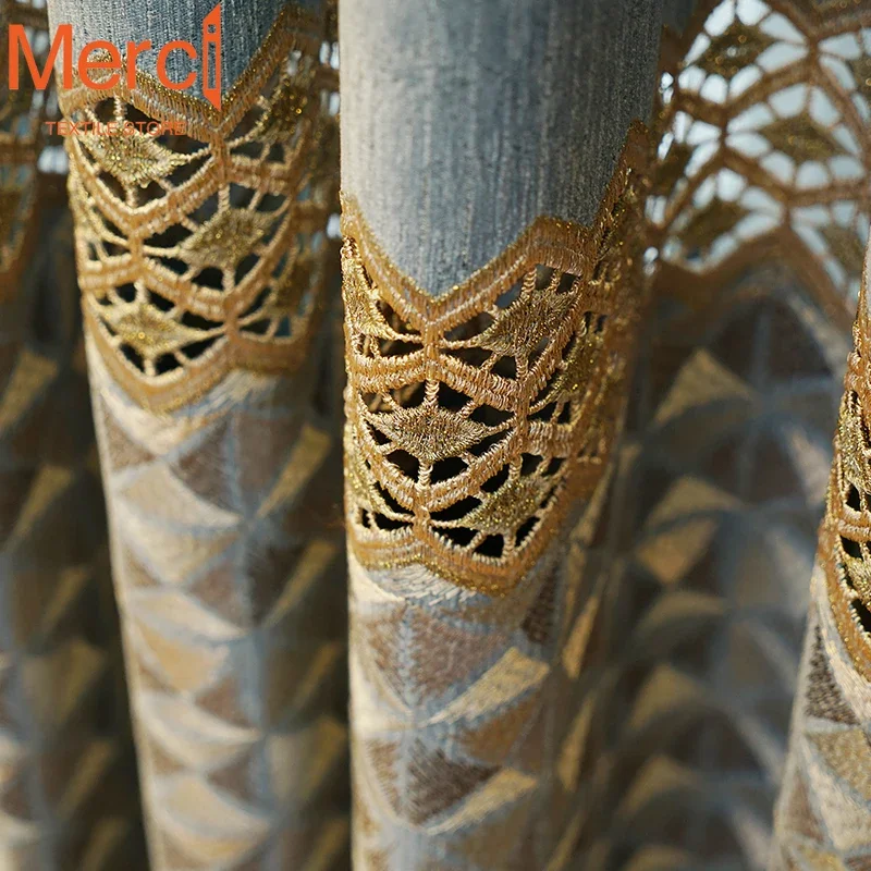 

Chenille Embroidered Hollow European Curtains for Living Room and Bedroom Simple European High-end Atmospheric High Shading