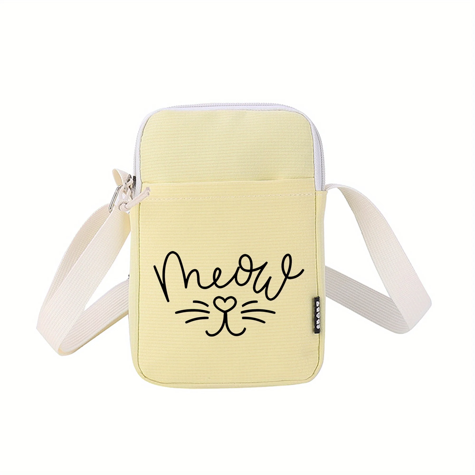 Сумка для мобильного телефона с милым котом, повседневная нейлоновая сумка на молнии на плечо