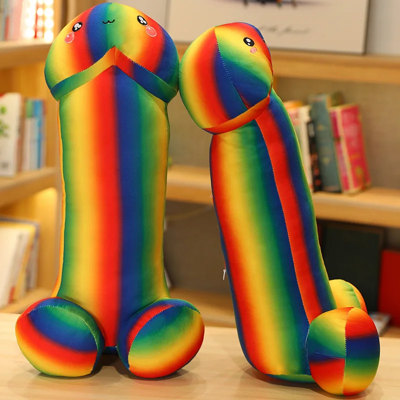 30 ~ 90 cm Sexy Kawaii Uomo Pene Arcobaleno Colore Peluche Cuscino Lungo Rafforzamento Multi-colore Compagno di Dormire Presente