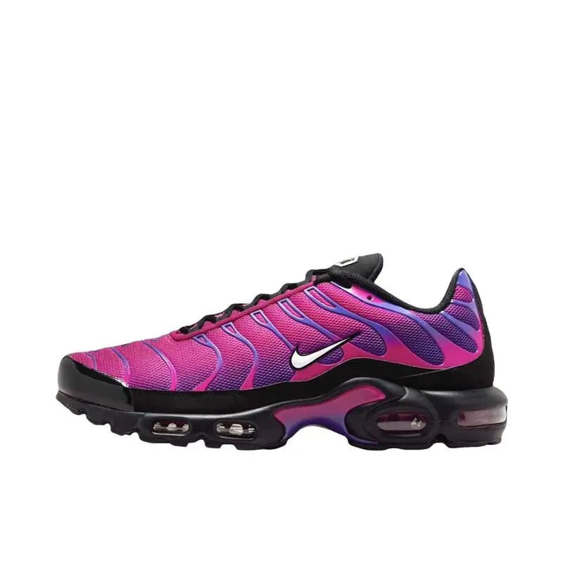 حذاء الجري Nike Air Max Plus Mesh كاجوال، مريح، غير قابل للانزلاق، مقاوم للاهتراء بقصة منخفضة للنساء، فضي وردي