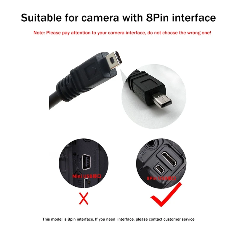 Kabel pengisian daya lima inti cocok untuk kamera Digital ponsel USB Universal ke Port Kecil 8P