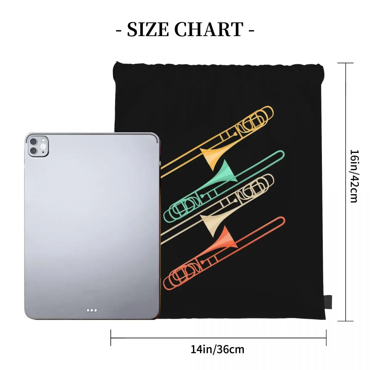 Trombonist Vintage Trombone Backpacks Multi-function Portable Drawstring Bundle Pocket Shoes Bag Book Bags For Travel Students