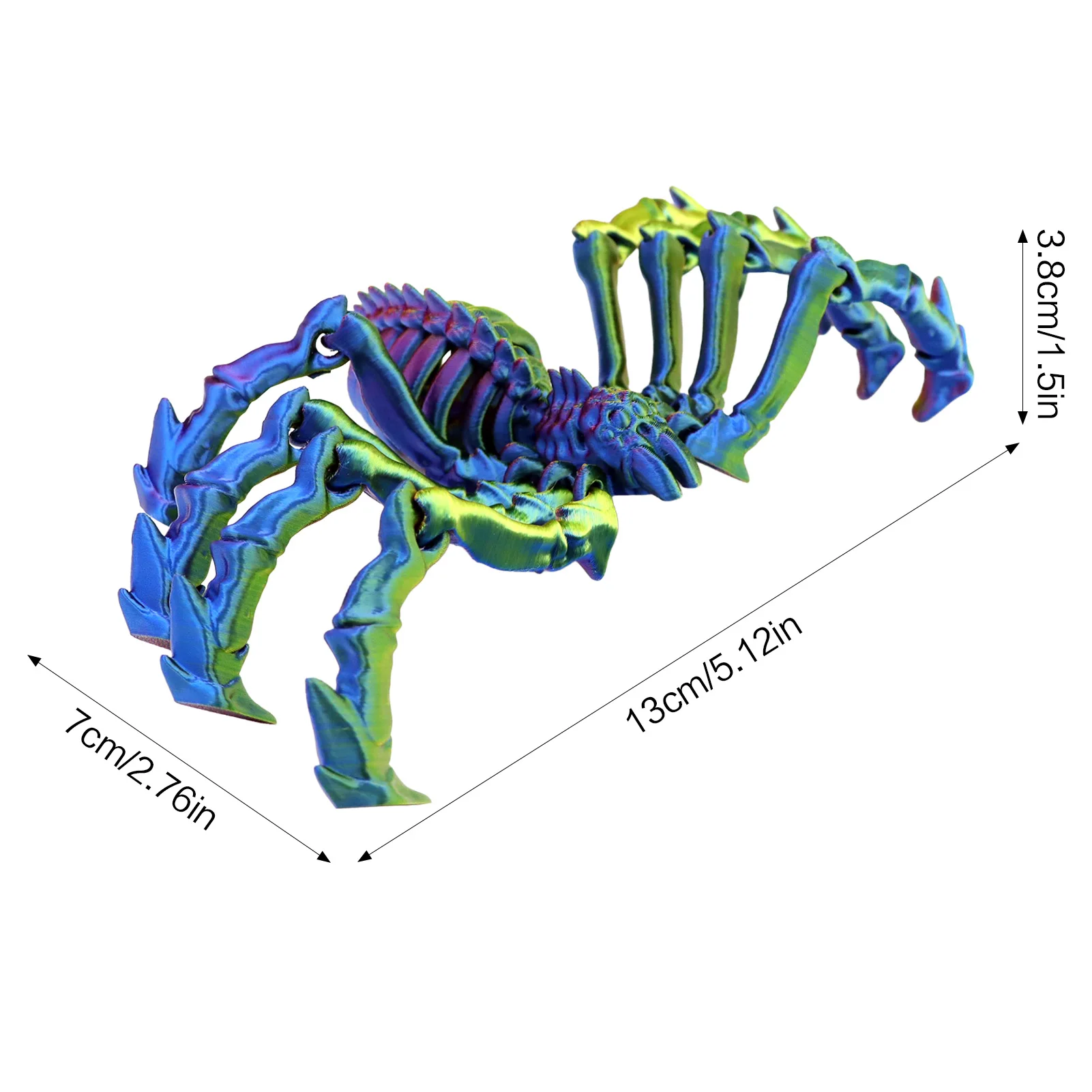 لعبة عنكبوت مفصلية مطبوعة ثلاثية الأبعاد نموذج حشرة زحف واقعية لتعليم العلوم لتزيين حفلات الهالوين