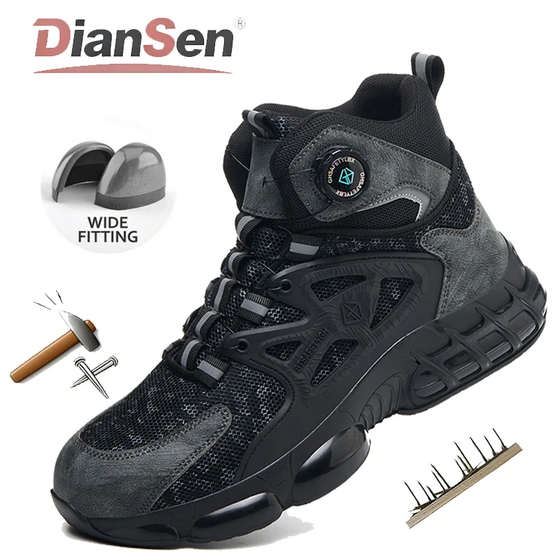 

Mens Safety Shoes Steel Toe Anti-smash High Top Shoes Anti-Puncture Breathable Sneakers Casual Shoes Indestructible Shoes