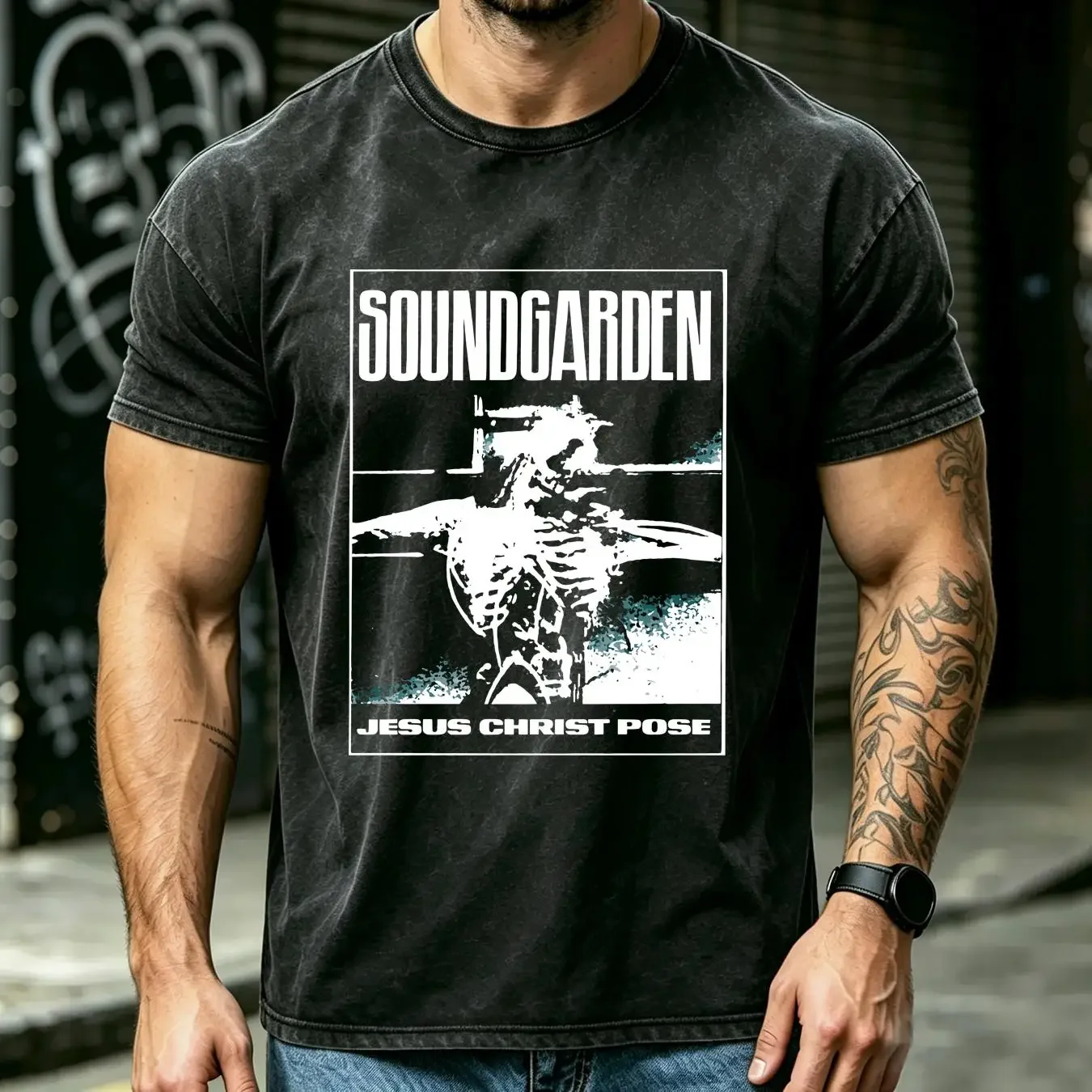 washed T Shirt Soundgarden Jesus Christ Pose Poster 1992 Album Inspired 90's Music Band Merch long or short sleeves vintage