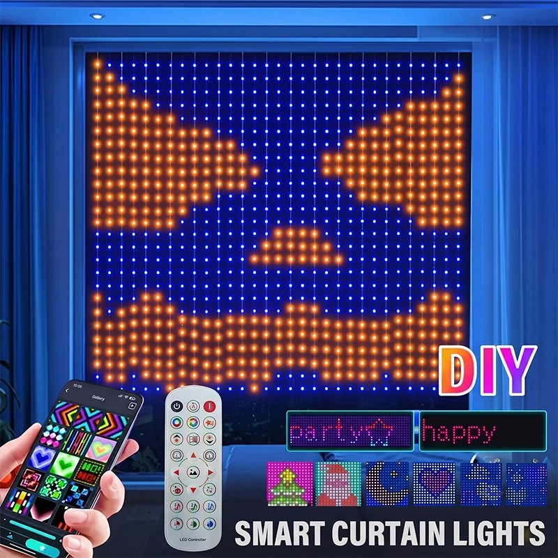 Smart Curtain Lights RGB Color Changing Fairy Lights with APP Remote Control Music Sync USB Powered for Party Patio Garden Decor