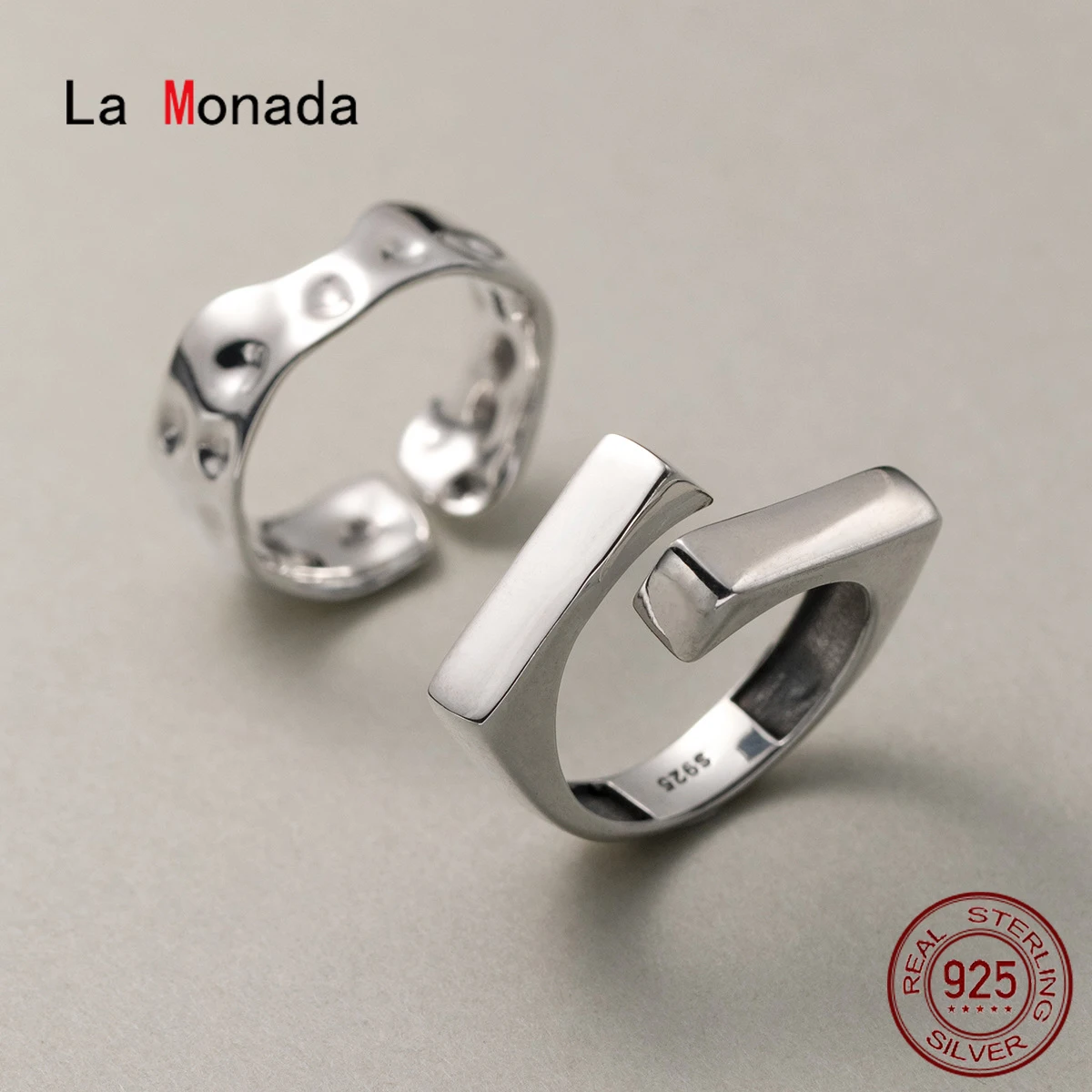 

Size 51-58mm 925 Sterling Silver Rings For Women Adjustable Korean Retro Irregular Geometry Irregular Line Women Ring Girls