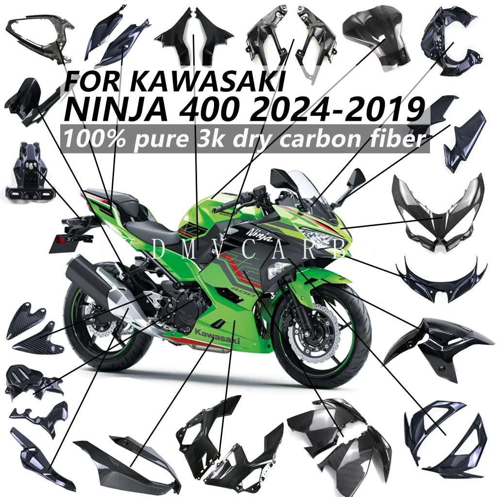 

For Kawasaki NINJA 400 ninja400 2025 2024 2023 2021-2019 Motorcycle 100% Carbon Fiber Full Fairing Kits Guard Cowl Protection