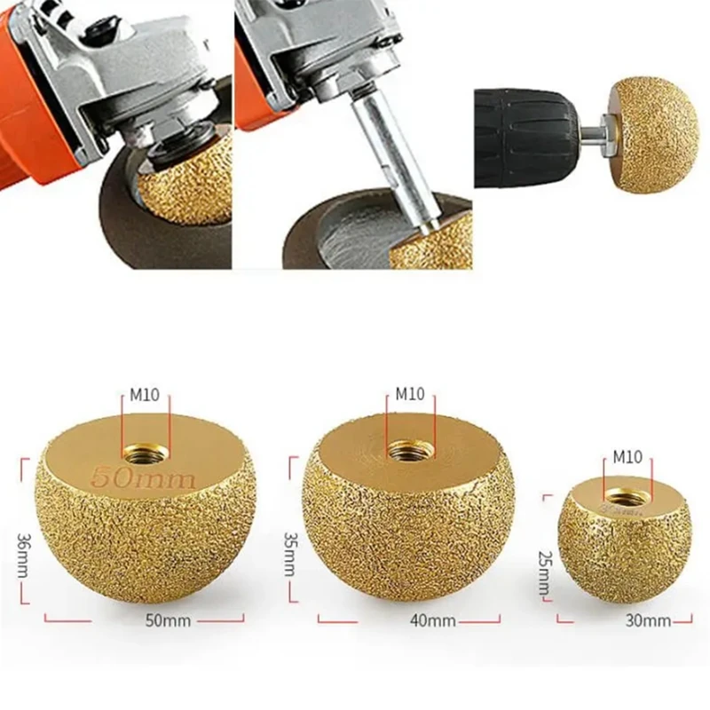 B62B Brazing Diamond Mushroom Polishing Cone 40mm for Stone Marble Grinding Carving Flower Pot Hole Opener Tool