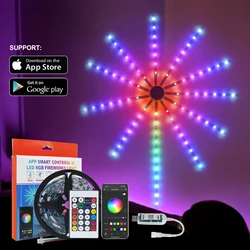 Fajerwerki Bluetooth LED Strip Light 5V WS2812B RGB fajerwerk światła 5050 195Leds kolor marzeń taśma LED USB na nowy rok boże narodzenie