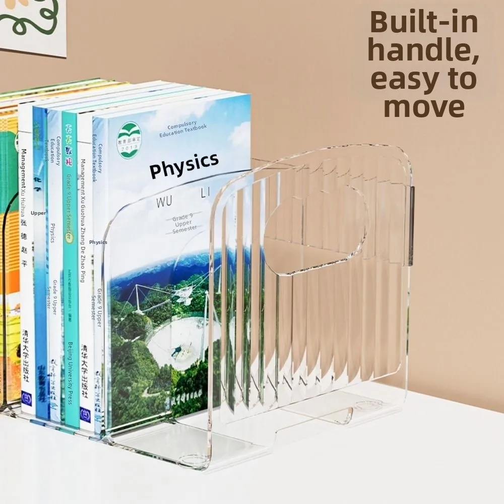 New Acrylic Book Stand Clear Multi-compartment Bookshelf Thickened Multi-function Desk Sorting Organizer School Supplies