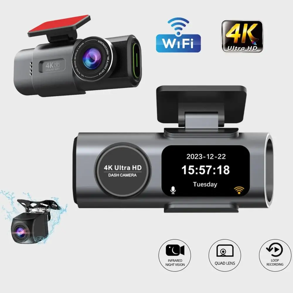 

4K Dual-lens Dash Cam HD Ultra Wide-angle Night Vision WiFi Front and Rear Dual Recording GPS on-board Recording