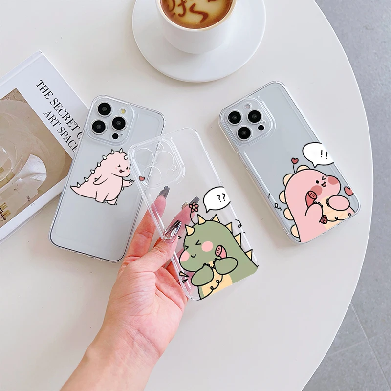 

Pink little dinosaur Phone Case For IPhone 17 Pro Max 16 17 15 Pro 14 13 Plus 12 Mini 11 16E 17Air Cases Transparent Soft Covers