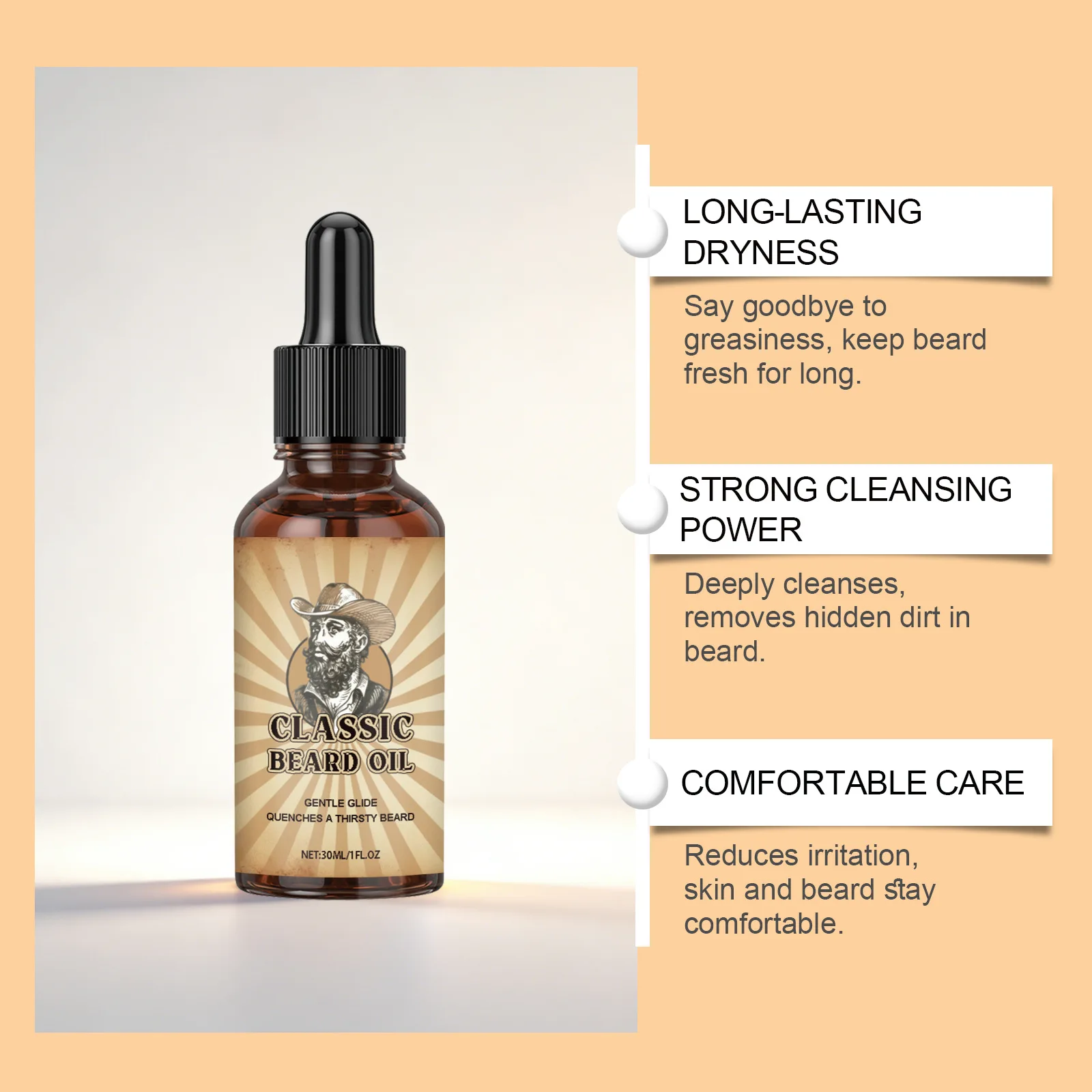 Beard Growth Care Essential Oil Improves Glide Oil Control Lasting Style Improve Regrowth Non Irritating Man Beard Nourish Serum